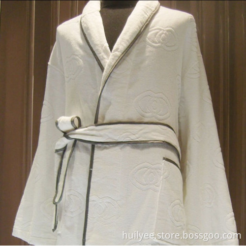 100% Cotton Hotel Bathrobe with Jacquard Logo